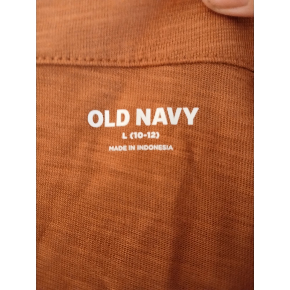 Old Navy Womens L 10-12 Rust Orange Cotton Slub Jersey Button Up Camp Shirt NEW - Picture 8 of 10